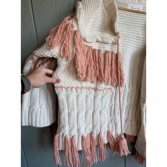 Anthropologie Mixed Knit Fringe Cardigan One Size - Picture 6 of 9